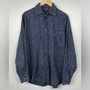 Z Zegna Sport Blue Floral Shirt SZ XL